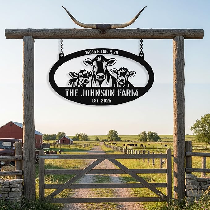 Personalized Farm Goat Metal Sign, Custom Goat Barn Sign, Customized Farm Metal Signs Outdoor, Custom Large Hanging Family Name Signs for Farms, Ranch, Barn, Farmhouse