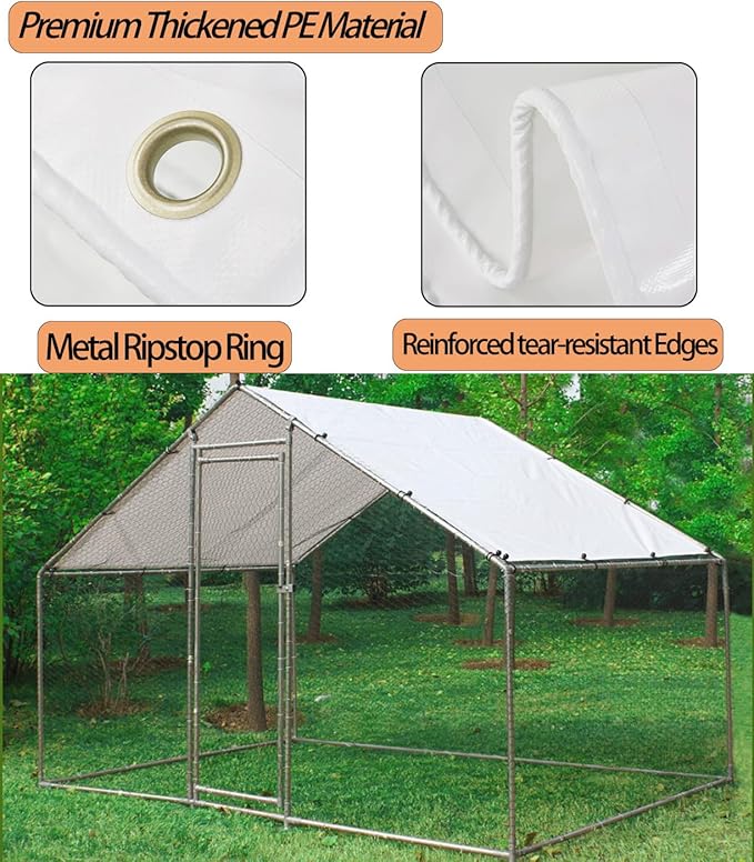 Chicken Coop Cover Waterproof and UV, 11.3 * 6.3 FT Chicken Run Cover for Winter with Ball Bungees Cords, Shade Cloth for Large Chicken Coop, Walk-in Chicken Run Pen, Chicken Coop Tarp (2 Pack)