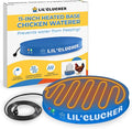 Lil'Clucker Heated Base for Chicken Waterer – Automatic Metal Freeze Proof Heated Chicken Waterer with Heater & LED – Poultry Heated Waterer for Winter (Blue, 11 Inch)