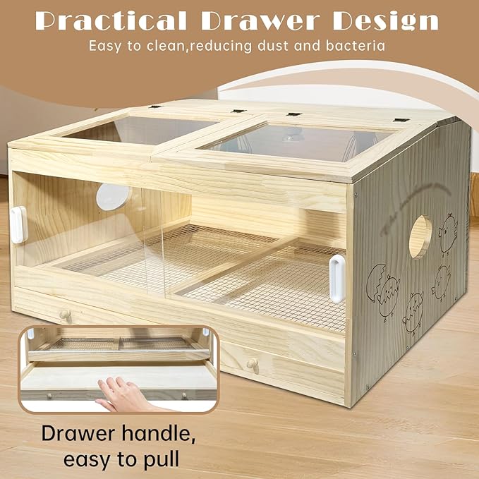 24-Piece Large Chicken Brooder Box 32", Drawer Manure Separation, All-in-One Kit, Up to 35 Chicks, Brooder with Heat Lamps, Pee Pads, Cleaning Tools, Chick Brooder Box for Quail, Hamsters, Pattern C