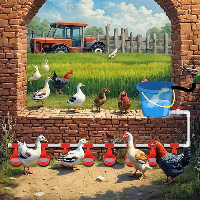 Complete Set Automatic Chicken Waterer Cups with PVC Pipe,Chickens Water Cups, Chicken Waters,Poultry Waterer,Chickens Watering System,Poultry Waterer,Durck Watering System,for quails, geese and ducks