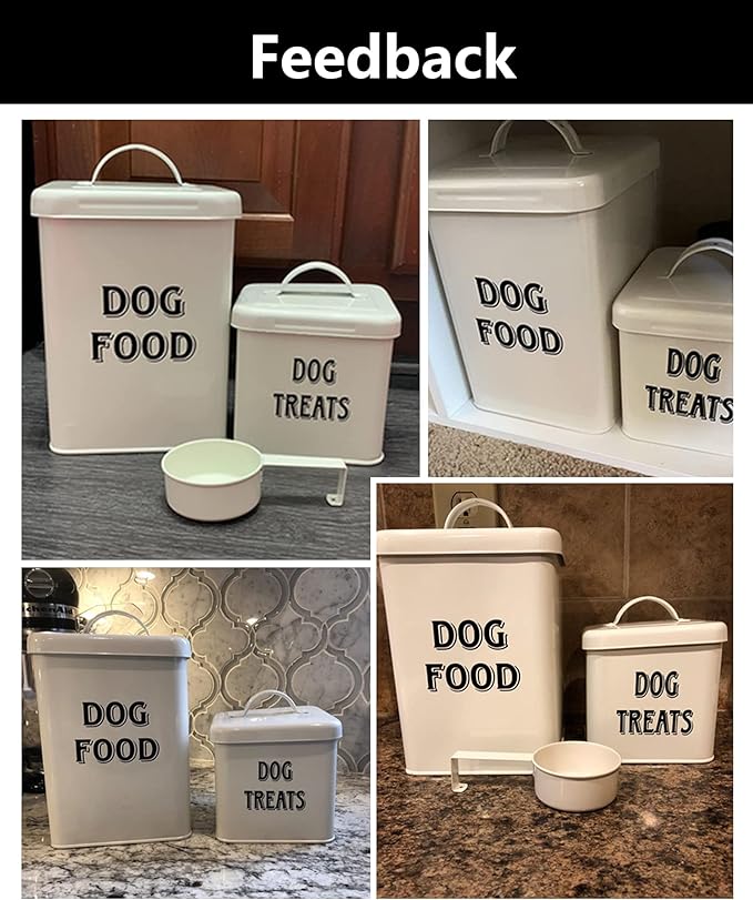 Morezi Dog Food Storage Container Farmhouse Pet Food Treats holder with Lid and Scoop, Perfect Sturdy Canister Tins for Kitchen Countertop, Shelf, Great Gift for Pet Owners - Dog Food