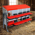 Nesting Box for Chickens, 10 Hole Chicken Nesting Box, Roll Away Nest Boxes with Legs, Poultry Nest Boxes for Chickens Laying Egg, Red