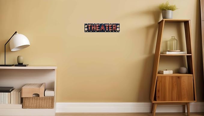 Vintage Tin Theater Sign Retro Metal Sign Suitable For Cinemas And Theatres - Multi-Purpose Metal Sign For Indoor/Outdoor Use Plaque 4x16 Inch