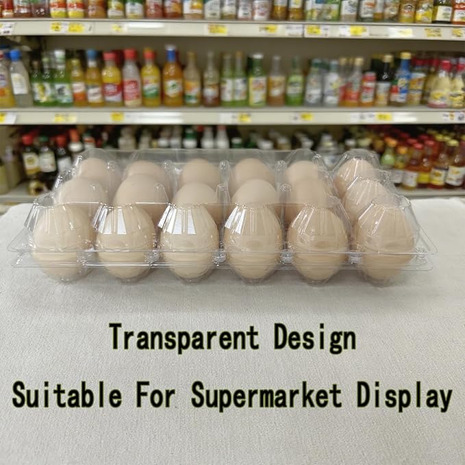 100packs 18-Egg Cartons Cheap Bulk, 3 * 6 extra large Clear plastic egg cartons for Family, Farm, Markets, Display