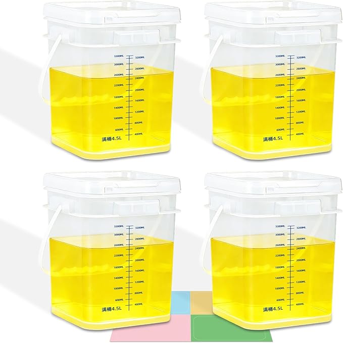 4pack 1 Gallon Food Storage Bucket Containers Plastic Bucket with Handle and Lid All Purpose Pail for Multipurpose Paint Water Art Crafts Projects Garage Organization