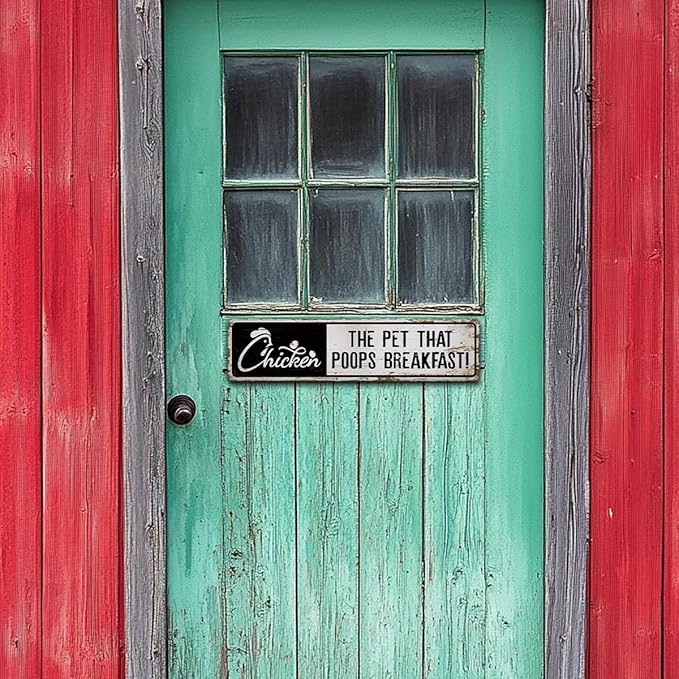 Chicken Sign, The Pet That Poops Breakfast Sign, Rusty Metal Tin Signs 15.8x4 inches, Funny Chicken Coop Decor, Animal Farm Decor, Rustic Metal Signs, Wall Decors Art, Farmer Gift