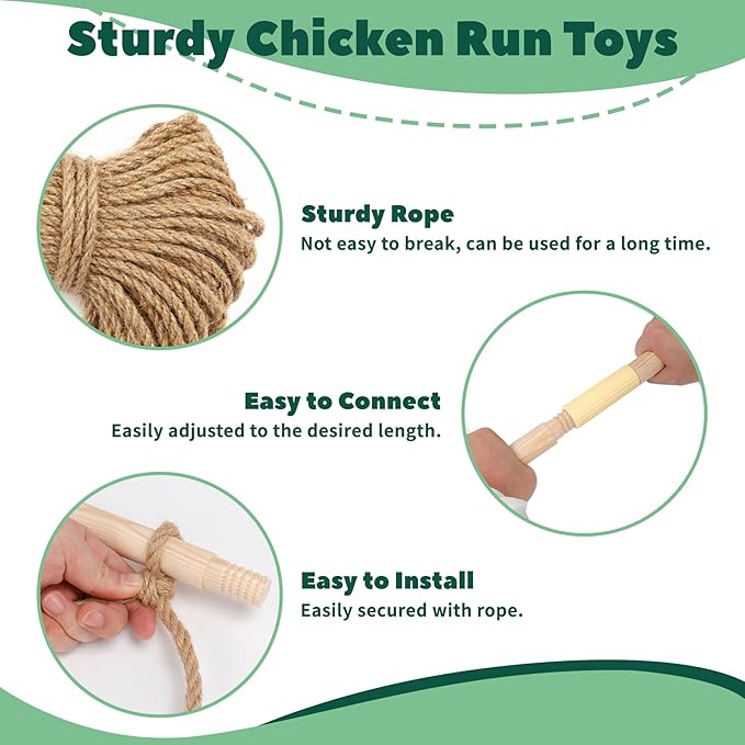 Chicken Toys for Coop, Chicken Perch for Coop, Chick Swing, Chain Chick Ladder, Chick Roosting Bars, Easy to Install