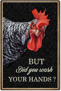 Flyhaw Funny Chicken Coop Metal Tin Sign But Did You Wash Your Hands Ranch Retro Rooster Signs Garage Kitchen Wall Plaque Home Wall Decor Farm Club Iron Painting Poster 8x12 Inch