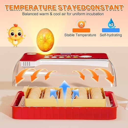 Incubators for Hatching Eggs 15-35 Eggs Incubator with Automatic Egg Turning and ℉Temperature Display LED Candler Poultry Incubator for Hatching Chicken Duck and Quail Incubator