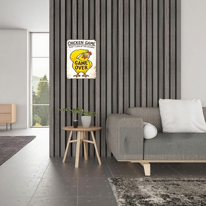 Vintage Chicken Tin Sign Don't Look At The Chicken Retro Metal Poster Wall Decor Funny Nostalgic Rustic Metal Sign For Home Poultry House Coop Farmhouse Farm Garage Cafe Kitchen 16 * 12In