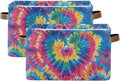 JIPONI Tie Dye Heart Fabric Storage Bins for Shelves, Decorative Storage baskets for organizing, Closet Organizer with Handle for Cloth, Toys, Bedrooms, Farmhouse