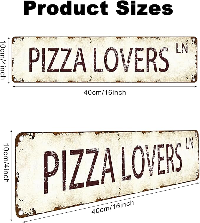 Vintage Pizza Metal Sign 4x16 Inch - Retro Tin Wall Art Plaque for Home Bar, Garage, Kitchen Decor - Gift for Pizza Lovers and Man Cave Enthusiasts
