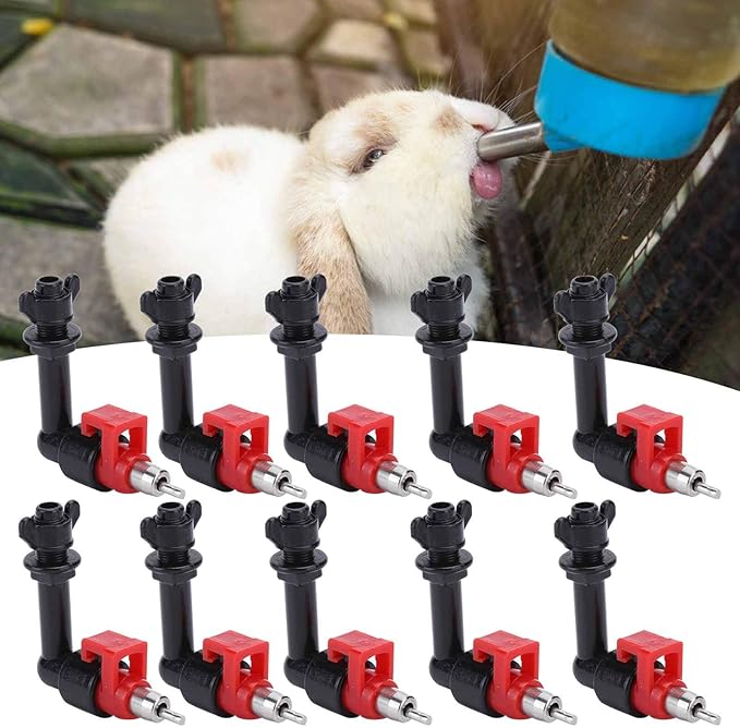 Jeanoko Chicken Water Feeder Nipples,10Pcs Automatic Rabbit Nipple Drinker Feeder Rabbit Waterer Poultry Watering System for Rabbits/Chickens 2.20x2.17x0.79in