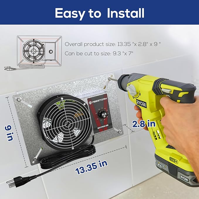Abestorm 260CFM Crawlspace Ventilation Fans, IP-55 Rated Exhaust Fan with Humidistat Thermostat, 6.7 Inch Basement Vent Fan with Isolation Mesh for Crawl Space, Garage, Attic, Exhaust,Commercial