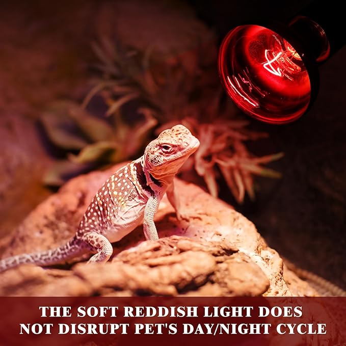 Reptile Heat Lamp,75W Red Basking Spot Lamp Bulb for Chickens Amphibians, Infrared Heat Emitter Light for Coop