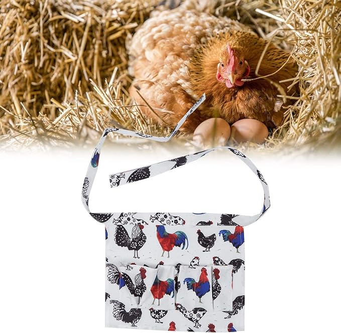 Eggs Collecting Apron with Multiple Pockets, Farmhouse Supplies for Chicken Duck Eggs, Hands Free Egg Gathering Holding Apron with Durable Polyester Material, Perfect for Collectin (2 S)