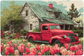 Rural Gardens And Old Trucks Metal Tin Signs Poster,Vintage Colors Aesthetics,Practical Decorative Gifts,Easy To Hang,Gifts For Friends & Family,Yard Garden, Fence,Kitchen Decor 8X12 Inch
