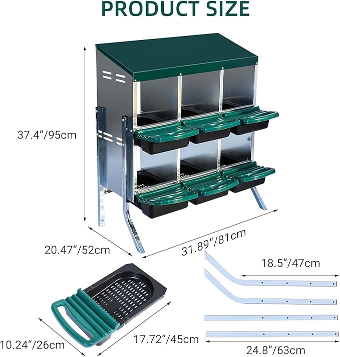 Nesting Boxes for Chickens - 6-Hole Chicken Nesting Boxes for Laying Eggs,Chicken Nesting Box with Lockable Lid - Secure Egg Laying Box for Farm & Backyard - Easy Egg Collection & Protection