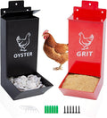 2-Pack Metal Chicken Grit Feeder & Oyster Shell Feeder with Lid-Heavy Duty Hanging Automatic Gravity Poultry Feeder-Chicken Coop Accessories-No Waste Feeders for Hens, Ducks, Quail