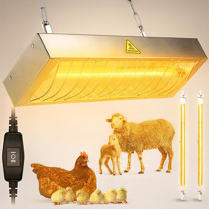 Chicken Coop Heater for Winter, Heat Lamp for Chickens 600W, Chicken Heater for Coop with 2 Heating Settings, for Poultry, Dogs, Pets, Birds, Animals