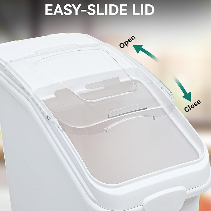 YITAHOME Large Ingredient Storage Bin, Commercial Rice Container With Wheels, Scoop, Lid and Scale - Bulk Flour Bin for Kitchen