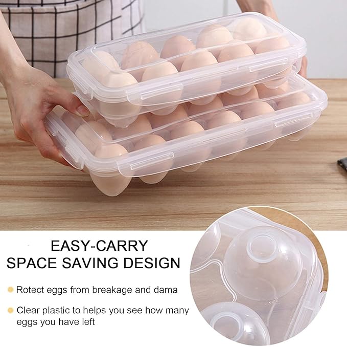 XBY-US 4 Pack Covered Egg Holders,Egg Holder For Refrigerator,travel egg Storage Container,Plastic Refrigerator Egg Trays,camping egg box,Deviled Egg Tray Carrier with Lid Fits 18X4 Eggs(72 Eggs)