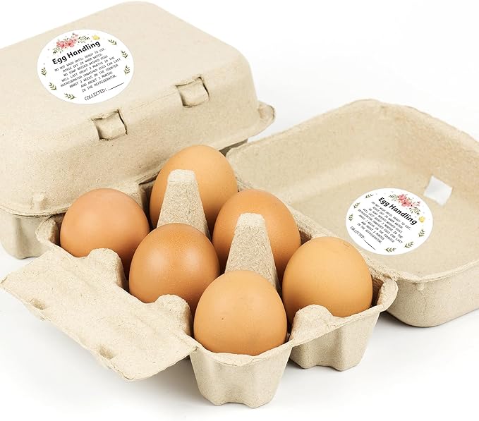 500PCS Farm Fresh Egg Carton Labels, 2 Inch Round Egg Carton Stickers, PET Self Adhesive Writable Farm Fresh Eggs Packaging Stickers for Chicken Quail Farmhouse Family(Style01)