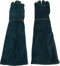 DOITOOL 60cm Long Sleeve Cowhide Welding Gloves Fireproof Leather Working Gloves Anti-bite Heat Resistant for Animal Handling and Outdoor Use