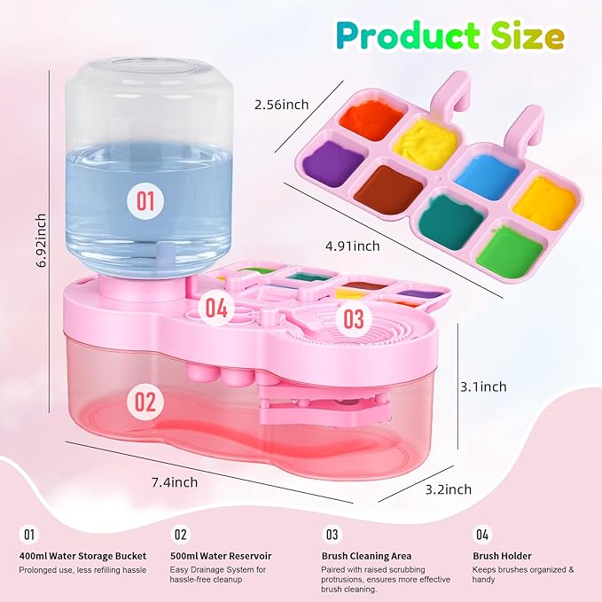 Paint Brush Cleaner Tool - Brush Washer Painting Station, Paintbrush Cleaners Water Dispenser Circulation, Easter Art Acrylic Cleaning Watercolor Rinser for Kids Adult Artist