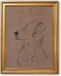 Gold Framed Minimalist Dog Sketch Wall Art Painting Neutral Line Drawing Dog Portrait Print Modern Pet Lover Picture Poster Simple Aesthetic Canvas Artwork for Room Bedroom Office Home Decor 12x16inch
