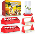 Chick Feeder and Waterer Kit - Baby Chicken Supplies with Chicks Perch, Plastic Feeder Trough and 1.2L Waterer, Chicken Starter Kit for Coop and Brooder for Small Poultry Ducks Quail