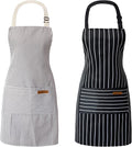 ATROPOS 2 Pieces Aprons for Women with Pockets, Aprons for Men, Womens Kitchen Apron, Cooking Apron Adjustable Bib Chef Apron(Unisex)