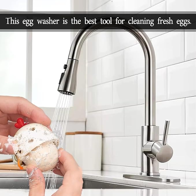 Egg Washer For Fresh Eggs,Egg Cleaner For Fresh Eggs,Egg Scrubber,Egg Brush For Cleaning Fresh Eggs,Creative Chicken Shape Egg Wash Brush Silicone Washing Egg Tool - White
