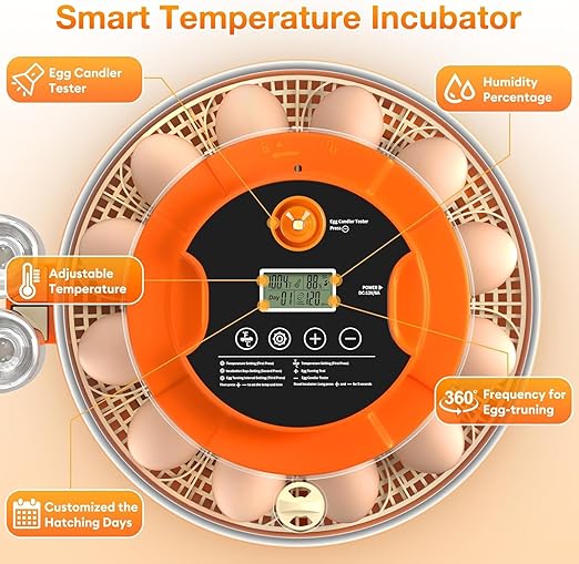 18 Egg Incubator with Automatic Egg Turning and Humidity Control, Eggs Incubators for Hatching Eggs Chicken Quail Ducks Goose Parrot for Home Classroom Lab Farm