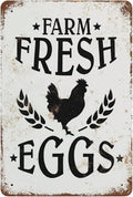 Vintage Farm Fresh Eggs Metal Sign,Farmhouse Style Tin Signs For Chicken Coop Rustic Kitchen Garden Decor Farmhouse Style 8"×12"