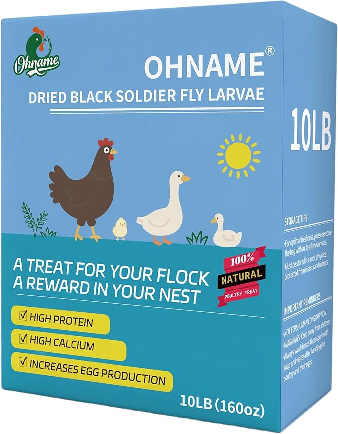 10LB Dried Black Soldier Fly Larvae for Chickens - 85X More Calcium Than Mealworms for Strong Eggshells, High-Protein Chickens Treats for Laying hens, Birds, Ducks