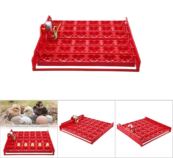 36 Eggs 144 Bird Eggs Incubator Hatcher Automatic Egg Turning Tray Tool for Chickens and Ducks Red Plastic