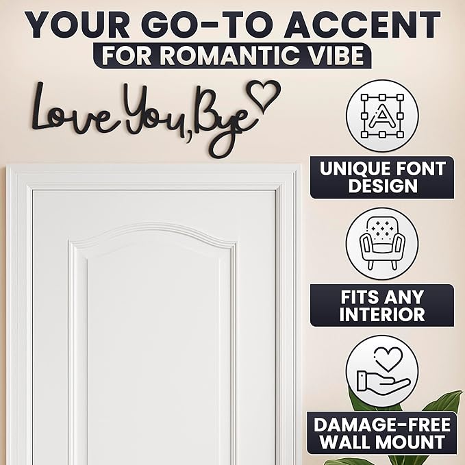 Love You Bye Sign Above Door Decor - 31.5” Wall Sign Door Decorations, Lightweight and Easy to Install Farmhouse Wall Art, Suitable for Hallway and Living Room, Good for Inside and Outside Use
