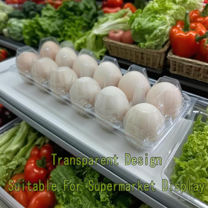 120 packs Egg Cartons Cheap Bulk, 2 * 6 extra large Clear plastic egg cartons for Family, Farm, Markets, Display（2 * 6 120piece）