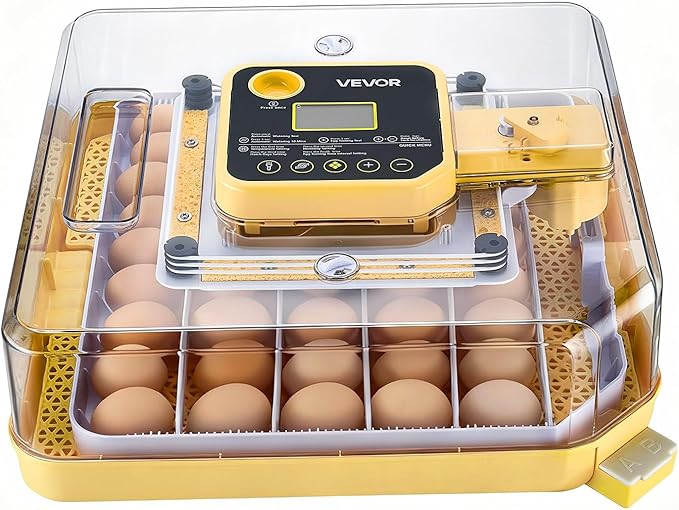 VEVOR 48 Egg Incubator, Automatic Egg Turner with LED Candler, Temperature Display & Auto Humidity Control, 360° View Clear Window, Poultry Eggs Incubator for Hatching Chicks Ducks Goose Quail