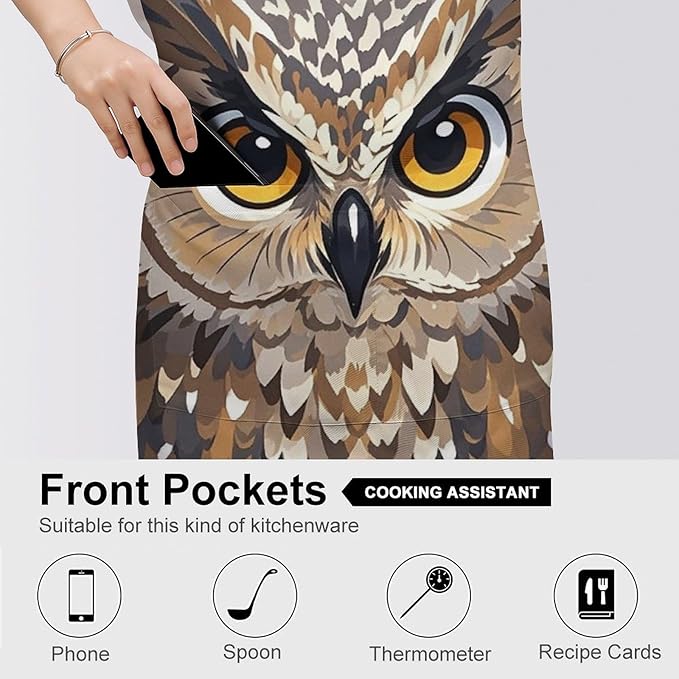 Waterproof Apron Adjustable Bib Aprons with Pockets Orange Cat Sleeping Apron Kitchen Aprons for Women Men
