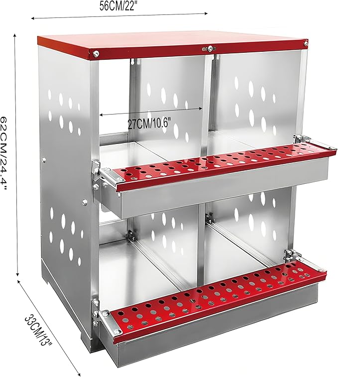 XINYI Chicken Nesting Boxes for Laying Eggs,Metal Coop for 4 Chickens,Roll Away Nesting Boxes,Easy Egg Collection,Brooder Box for Rabbit,Squirrel,Parakeet,Owl,Cockatiel,Robin