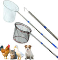 Chicken net Catcher Stainless Steel Poultry net, Ideal for catching Birds, Chickens, Ducks, Fish, Geese, etc. in Chicken coop or Outdoors, Fishing net with Handles(Including 2 nets and 1 Pole)