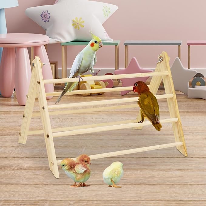 Chick Perch Toy Backyard Chick Perch Roosting Bar Wooden Training Stand Bird Stand Toy Chicken Wood Stand for Hens Large Bird