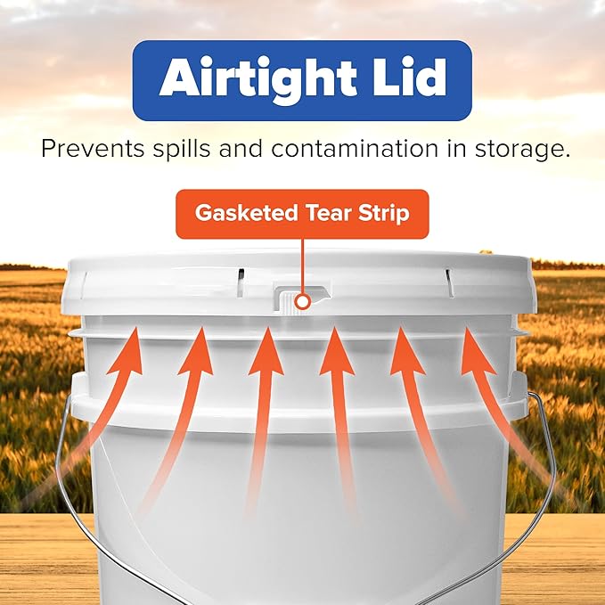 ePackageSupply 5 Gallon Plastic Bucket with Airtight Lid | Made in USA | Food Grade Bucket | BPA-Free | Heavy Duty 90 Mil All Purpose Pail | One 12" Rubber Mallet & One Lid Opener Included | 6 Pack