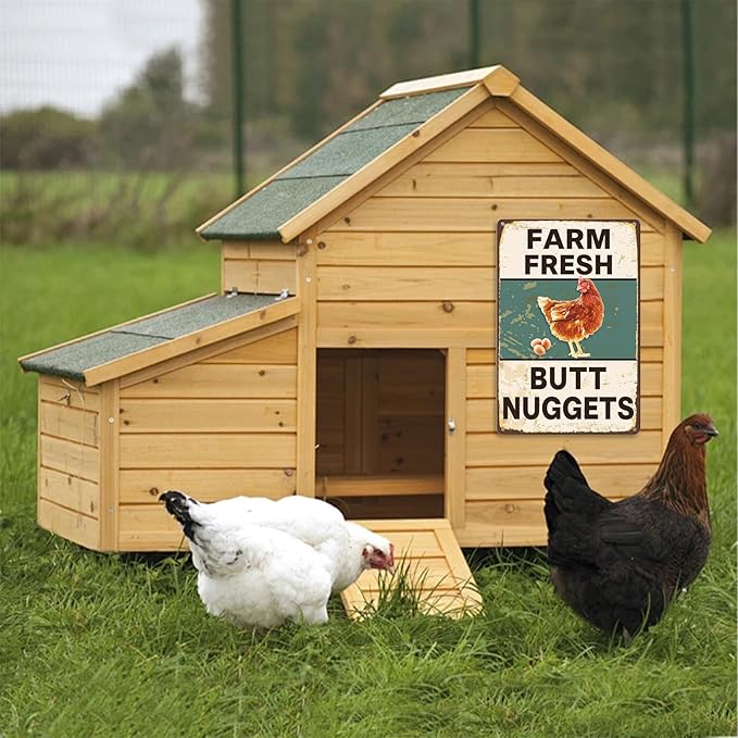 Metal Chicken Coop Sign, Funny Chicken Gifts, Tin Sign for Home Farm Chicken Coop Farmhouse Kitchen Garden Decor 8 X 12 Inch