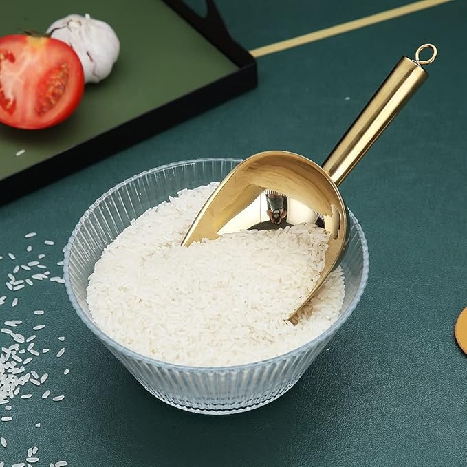 Gold Ice Scoop, Fashion Ice Cream Scoop, Premium Stainless Steel Cookie Scoop, Dog Food Scoop, Sturdy Flour Scoop, Utility Candy Scoop, Dishwasher Safe (8oz/9 Inch)
