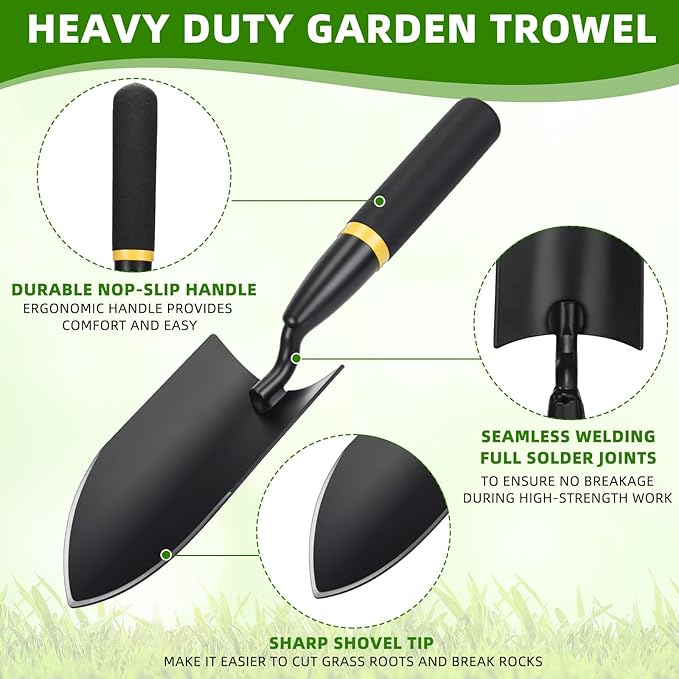 8 Pcs Garden Trowel Heavy Duty Garden Hand Shovel Tool Carbon Steel Trowel for Camping Digging Metal Hand Shovel Spade with Resin Handle for Lawn Yard Farm Home Shop Planting (3.23 Inch)