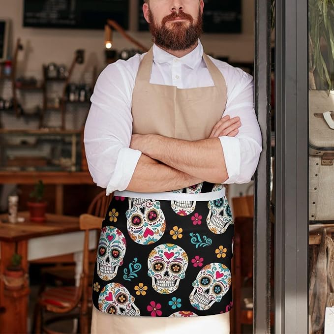 Server Apron with 3 Pockets Waist Waiter Waitress Half Apron Short Aprons